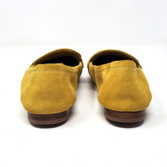 Tory Burch Ballet Loafers Flats Split Suede Leather Yellow Cornbread Size 9 - Picture 6 of 12